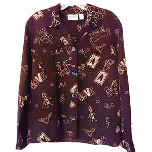 Chico's‎ Design Black & White Silk/Linen Blend Button-up Lightweight Jacket